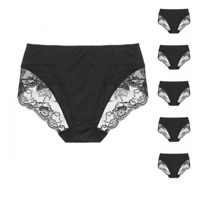 INSPIRE CHIC Women's Mid-Rise Solid Lace Trim Invisible Briefs 6 Packs