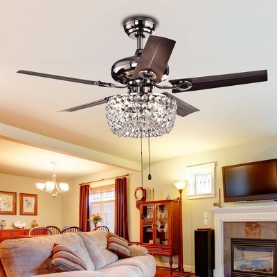 Angel 43-Inch Brown Crystal Chandelier Ceiling Fan with Lighting