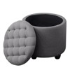 Ridstar Modern Accent Round Storage Ottoman For Living Room, Bedroom & Vanity-Dark Grey - 2 of 4