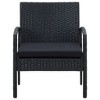 vidaXL Patio Chair Patio Dining Chair for Deck Garden with Cushion Poly Rattan - Black - 3 of 4