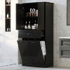 Bathroom Storage Cabinet with Two Laundry Baskets, Storage Cabinet with Doors and Drawer for Home, White - 2 of 4