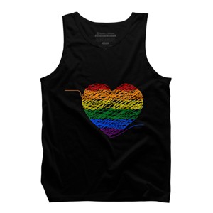Adult Design By Humans Rainbow Colored String Pride Heart By corndesign Tank Top - 1 of 2