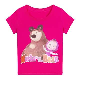 Masha and the Bear Short Sleeve Graphic Logo T-Shirt, Machine Washable, Comfortable Stylish Crewneck - Toddler