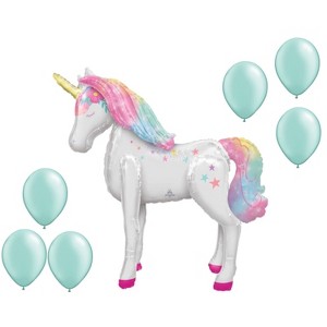 LOONBALLOON Unicorn Theme Balloon Set, 43 Inch AirWalker Enchanted Unicorn Balloon and 6x latex balloons - 1 of 1