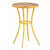 Okak Outdoor Side Table Round Tile Mosaic Patio Accent Indoor End Plant Metal Coffee Tea Table for Yard Garden Patio Living Room Bedroom, Yellow - 3 of 4