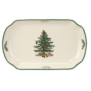 Spode Christmas Tree Rectangular Scalloped Tray - 11 Inch, - 1 of 4