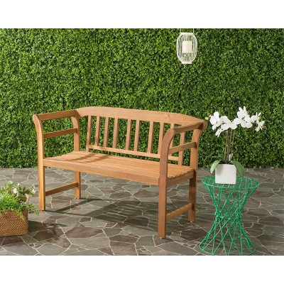 Teak Brown Acacia Wood 2-Seat Outdoor Bench