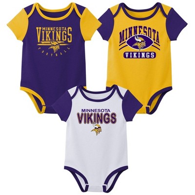 Image of NFL Minnesota Vikings Infant Boys' 3pk White Bodysuit - 6-9M