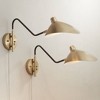 360 Lighting Colborne Mid Century Modern Swing Arm Wall Lamps Set of 2 Brass Black Plug-in Light Fixture Up Down Metal Shade for Bedroom Living Room - 2 of 4
