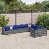 vidaXL 9 Piece Patio Sofa Set - Gray Poly Rattan Garden Lounge with Dark Blue Cushions, Weather-Resistant, Modular Design, Powder-Coated Steel Frame - 2 of 4