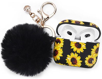 Insten Cute Case Compatible With Airpods 1 & 2 - Fluffy Pom Pom Protective  Silicone Cover With Keychain, White : Target