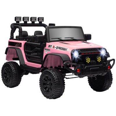 Qaba 12V Ride on Car, Ride on UTV, Battery Powered Toy Car with Bluetooth, Parent Remote, 4 Suspension Wheels, Music Horn LED Lights
