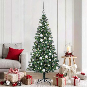 Artificial Pre-lit Christmas Tree Green 70.9" PVC and Metal - 1 of 4
