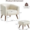 Accent Chair with Ottoman Modern Barrel Chair Footrest Mid Century Upholstered Armchair for Living Room Bedroom Office - 3 of 4