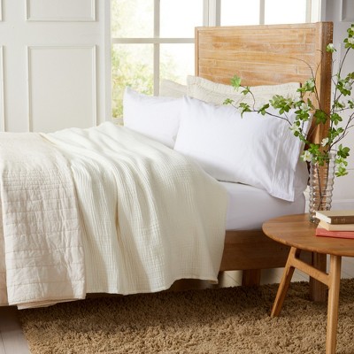 King Size Off-White Cotton Muslin Reversible Blanket