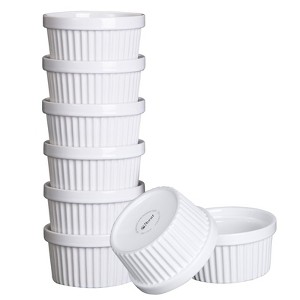 GustoWave 8 OZ Ceramic Ramekins Bowls, Set of 8 Souffle Dishes Ramekins for Creme Brulee Dishes, Pudding, Custard Cups, Oven Safe - 1 of 4