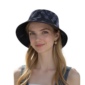 Anna-Kaci Summer Fisherman Hat Outdoor Travel Tie Dye Bucket Hat with Wide Brim Casual Sun Protection - 1 of 4