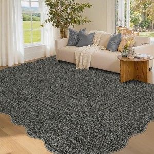 Garvee Scalloped Braided Printed Area Rug Washable Non Slip Low Pile Accent Rug Soft Foldable Rugs - 1 of 4