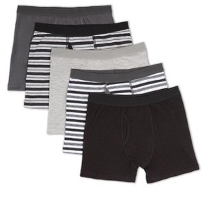 Memoi 5 Pairs Solids and Stripes Cotton Rich Gray Multi Boys Boxer Briefs - 1 of 2
