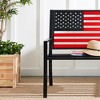 Best Choice Products Indoor Outdoor Steel Garden Bench w/ American Flag Backrest, 790lb Capacity - 3 of 4
