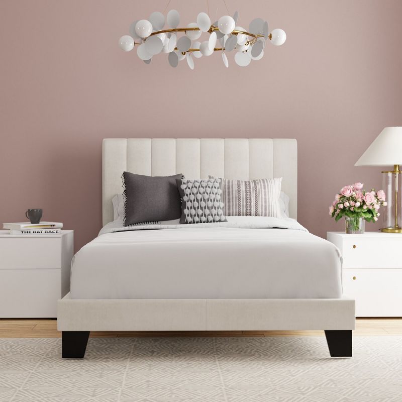Full Crestone Upholstered Adjustable Height Platform Bed Cream - Hillsdale Furniture, 3 of 14
