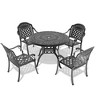Akoasm 5-Pieces Aluminum Patio Dining Coffee Table Set With Umbrella Hole, Red Cushions-Black - 3 of 4
