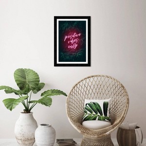 Wynwood Studio 15"x21" Positive Vibes Only Wall Art Black Frame: Modern Typography Canvas, Wood Composite Frame, Vertical Layout - 1 of 3