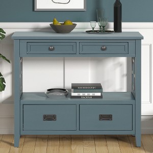 Whisen Farmhouse Style Console Table with 4 Drawers and Storage Shelf - 1 of 4