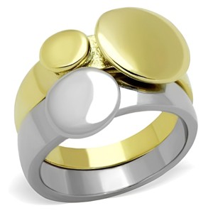 Slickblue Women's Minimalist Two-Tone Stainless Steel Ring with Gold & Silver IP Finish, 9.1g, size 5–10 - 1 of 4