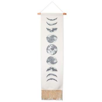 Okuna Outpost Bohemian Style Moon Phases Tapestry Hanging Wall Art for Home Decor, White, 12 x 49 In