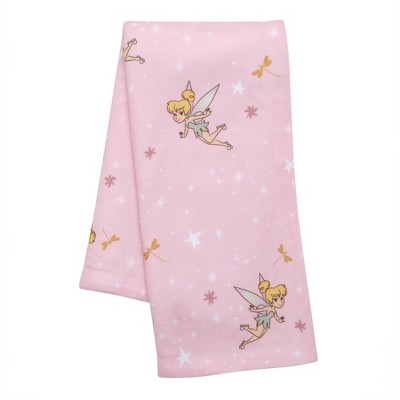 Image of Bedtime Originals Tinker Bell Baby Blanket - Pink, White, Disney, Garden, Floral
