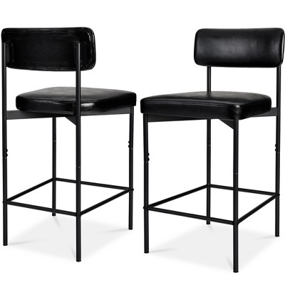 Best Choice Products Set of 2 Faux Leather Counter Stools for Kitchen Island and Dining w/ Metal Frame