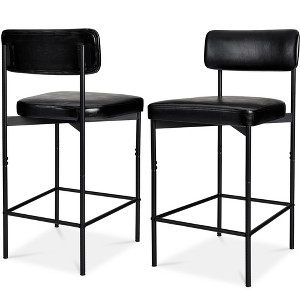Best Choice Products Set of 2 Faux Leather Counter Stools for Kitchen Island and Dining w/ Metal Frame - 1 of 4