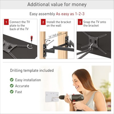 Black Full Motion Dual Arm TV Wall Mount for 13"-90" Screens