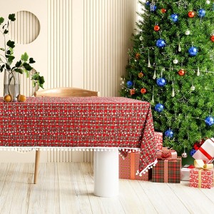 Retro Christmas Jacquard Tablecloth – Winter Snowflake Holiday