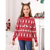 Family Christmas Sweater Reindeer Snowflake Pattern Crew Neck Holiday Pullover Knitwear - 3 of 4