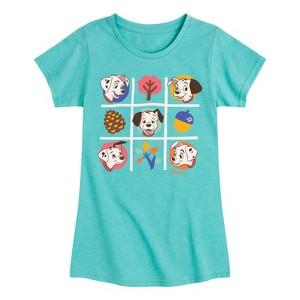 Girls' - 101 Dalmatians - Tic Tac Toe Grid of Puppies Fitted Short Sleeve Graphic T-Shirt - 1 of 3