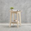 Round End Table Farmhouse Small Side Table Living Room Corner Table Drink Table Natural Beige - 2 of 4