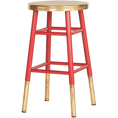 Transitional 24" Red and Gold Metal Counter Stool