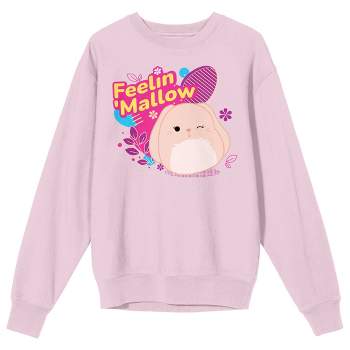 Squishmallows "Feelin' Mallow" Adult Pink Crew Neck Long Sleeve Sweatshirt