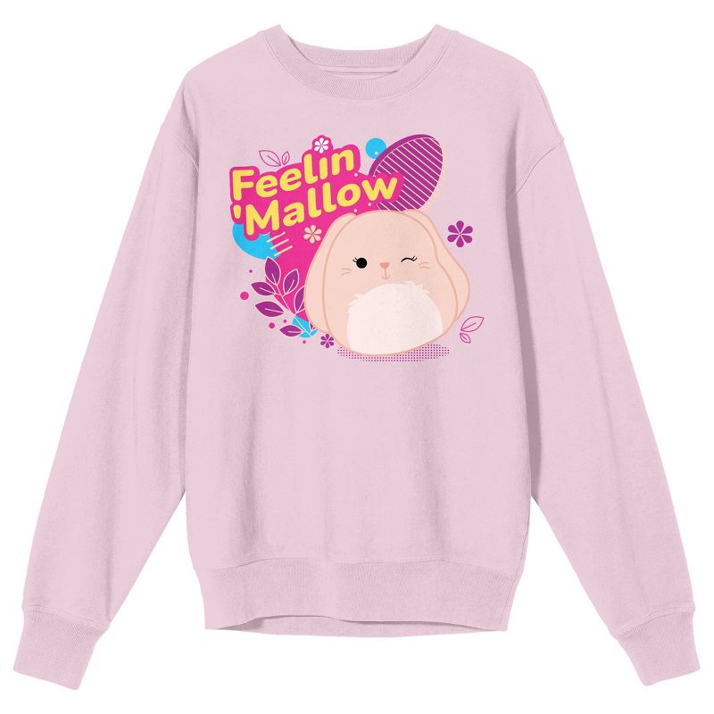 Squishmallows "Feelin' Mallow" Adult Pink Crew Neck Long Sleeve Sweatshirt, 1 of 3