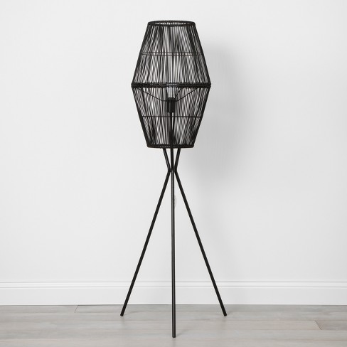 Rattan Diamond Tripod Floor Lamp Black Opalhouse Target