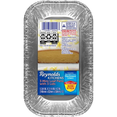 Reynolds Kitchens Bakeware Aluminum Pans with Lids, Blue, 8x8 inch, 3