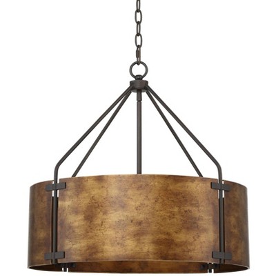 Possini Euro Design Rustic Bronze Pendant Chandelier 22" Wide Industrial Drum Shade for Dining Room House Foyer Kitchen Island