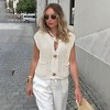 Women's Chunky Knit Sweater Vest with Front Button Cropped Cardigan Tank Tops and Pocket - 3 of 4