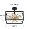 Possini Euro Design Modern Ceiling Light Semi Flush Mount Fixture 14 1/4" Wide Black Gold 14 1/4" Wide 4-Light Crystal for Bedroom - 4 of 4