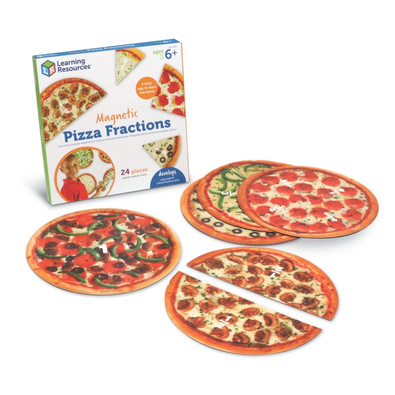 Learning Resources Magnetic Pizza Fractions, Fraction Games for Kids, 24 Pieces, Ages 6+, 1 of 6