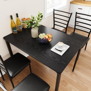 Dining Table Set for 4, Wood Tabletop Kitchen Table & Metal Frame 5-Piece Kitchen Dining Table Set - 1 of 4