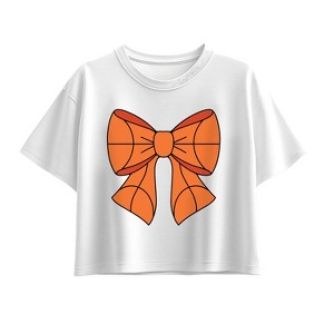 Girls' - Instant Message - Basketball Bow Short Sleeve Boxy Graphic T-Shirt - 1 of 3