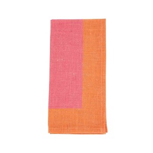 Saro Lifestyle Color-Blocked Edge Napkin (Set of 4), Pink, 20"x20" - 1 of 4
